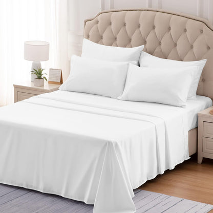 Juego Sabanas Blanco Liso Microfibra