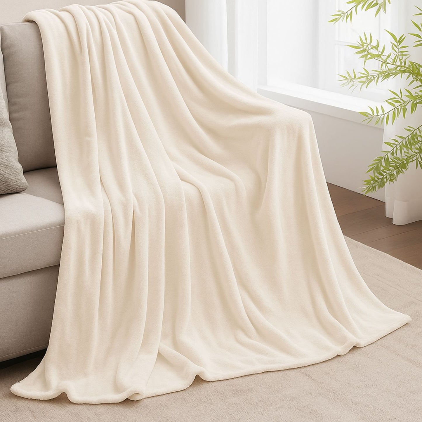 Cobija Piel Conejo Poliester Beige
